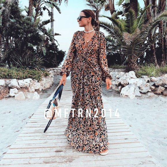 SOLD! ZARA Long Dress with Knot Detail - Picture 10 of 16